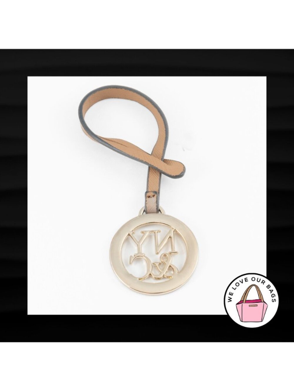 NEW NY&C NEW YORK & CO BROWN LEATHER LOOP STRAP FOB BAG CHARM KEYCHAIN HANG TAG - Picture 2 of 2